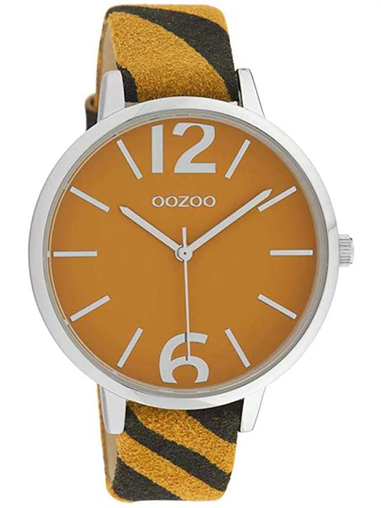 Oozoo orologio da polso giallo scuro in pelle nera orologi da donna analogici al quarzo UOC10202