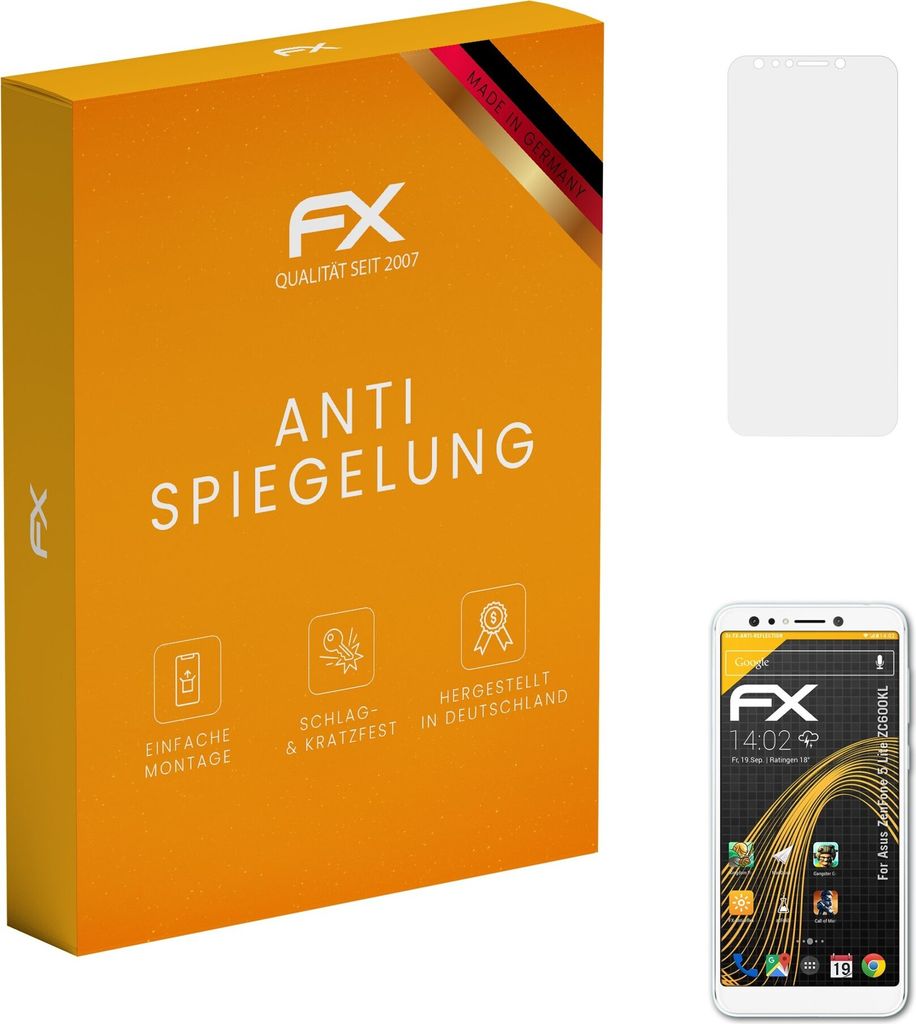 atFoliX FX-Antireflex 3x Schutzfolie kompatibel mit Asus ZenFone 5 Lite (ZC600KL) Displayfolie
