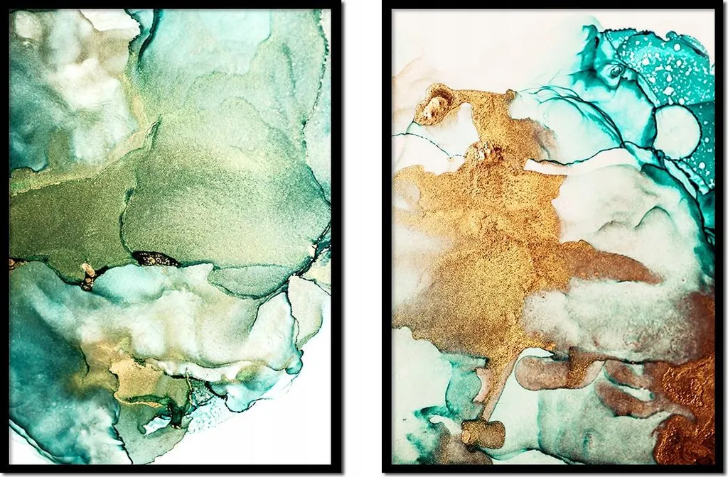 Tableaux Marbre P1916 avec Cadre 53x73cm Lot de 2 pour Mur Vide Chic