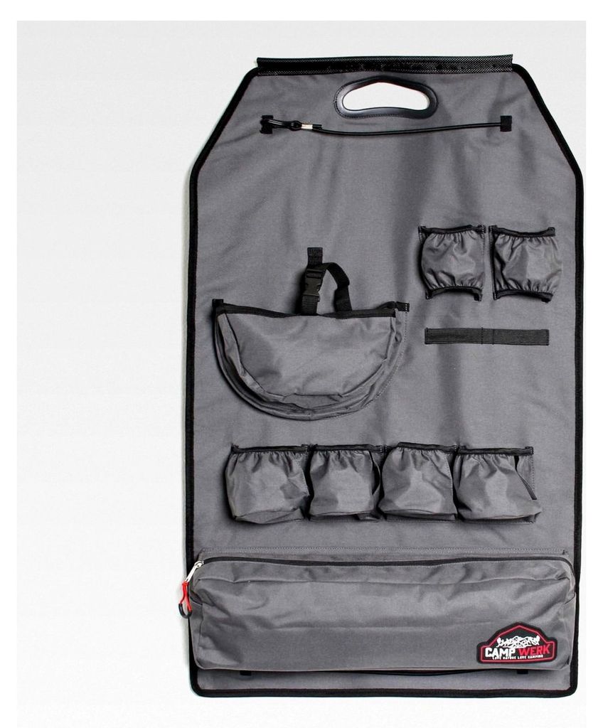 Hängender Küchenorganizer, Hängeaufbewahrung, Camping Aufbewahrungstasche, Mit verschließbaren Fächern, Aufbewahrungssystem, Grau