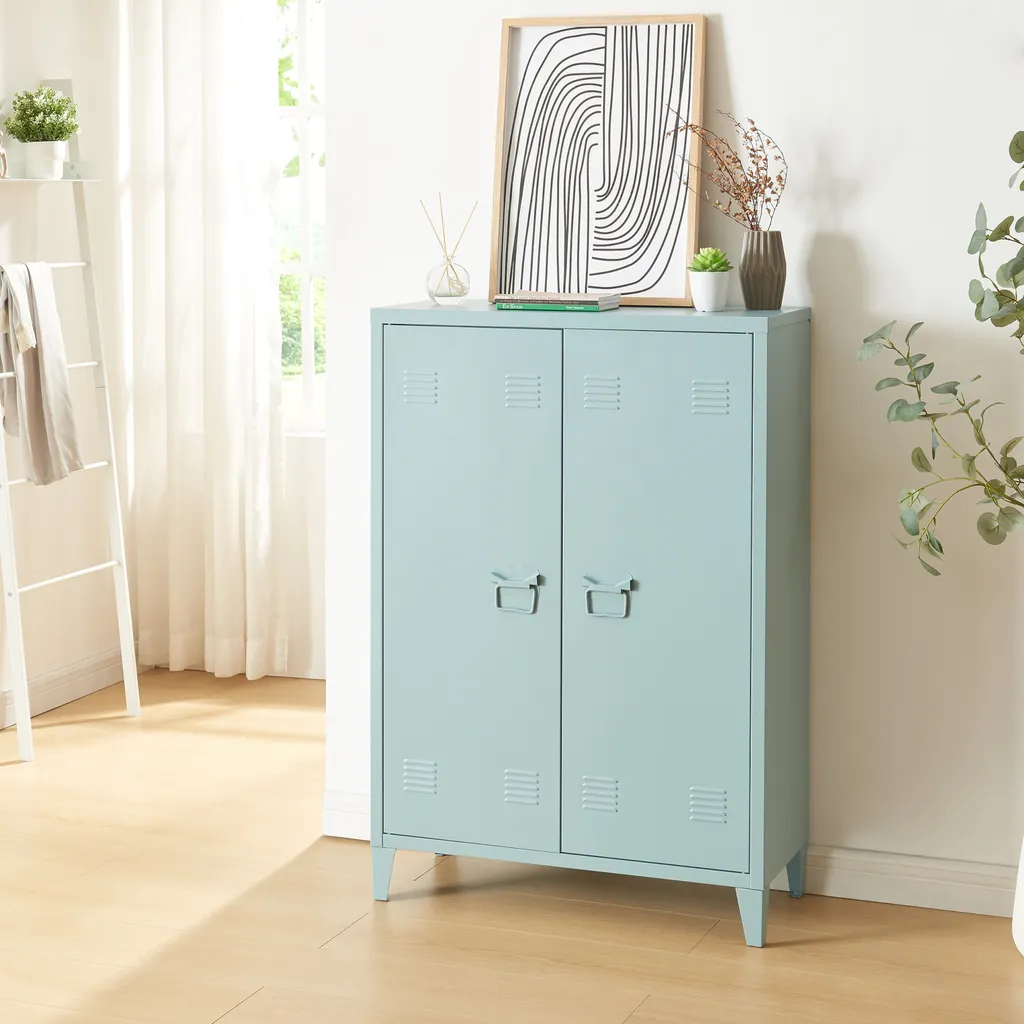Armadio Metallo Oripää Grigio Blu 110x75x33 cm | Montaggio Rapido
