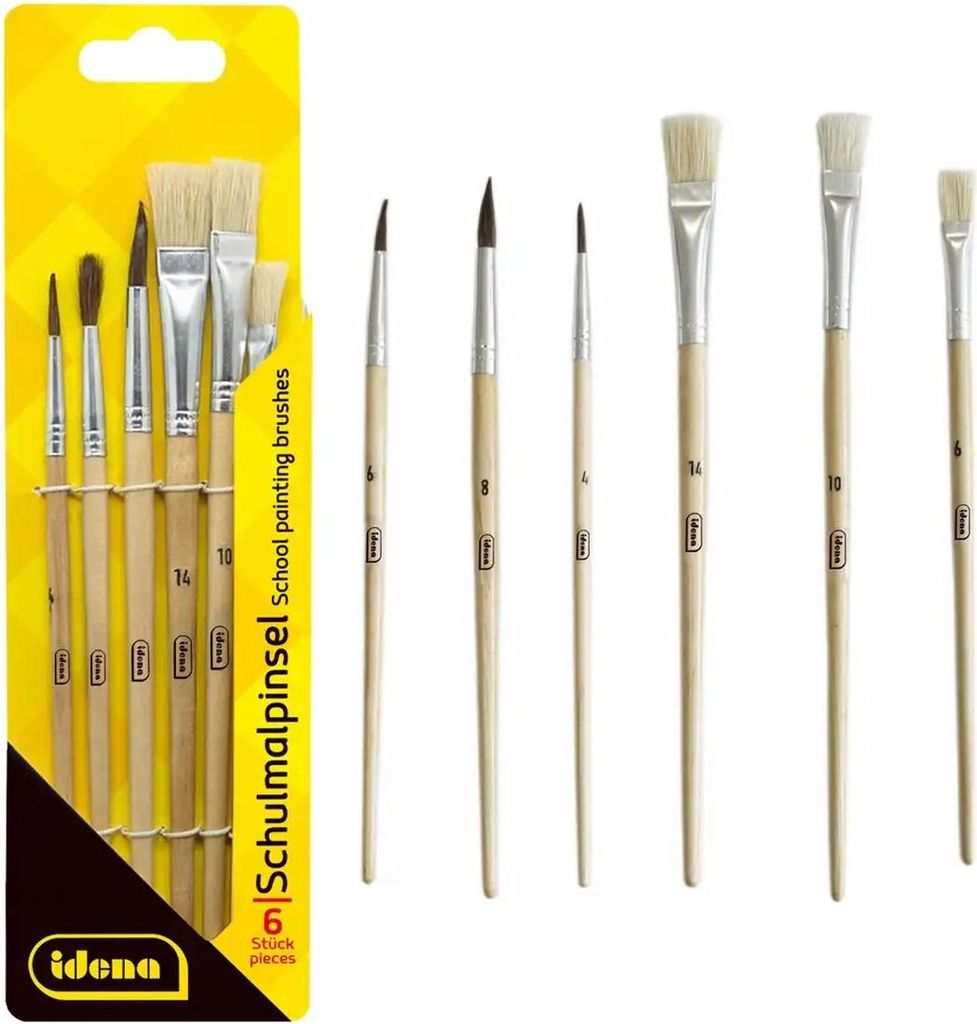 IDENA 6 Pinceaux pour peinture scolaire Pinceau à poils et Image du produit 