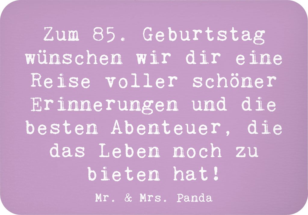 Mr. & Mrs. Panda magnet Spruch 85. Geburtstag - Lavendeltraum - Geschenk, Reise des Lebens, Kühlschrankmagnet, Alter, Notizhalter, wandmagnet, Geb...