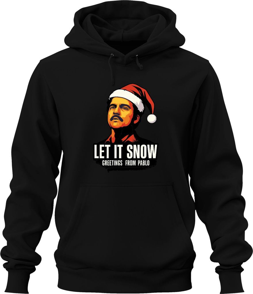 LET IT SNOW Weihnachten Santa Geschenk Pablo Wichtelgeschenk Uni Hoodie Kapuzenpullover, Schwarz, S