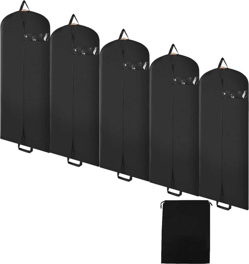 Bettizia Kleidersack 5er Set 128x60cm Schutzhülle Kleiderhülle mit einem Griff schwarz Schuhsack