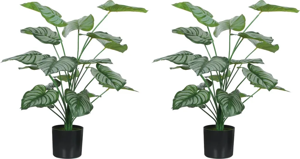 Lot de 2 arbres artificiels en pot 65 cm vert en PEVA et PP résistant