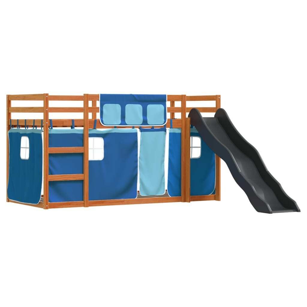 "SALE 2026"Bettgestell/Etagenbett - Einzelbett/Jugendbett - Erwachsene/r / Kind - mit Rutsche und Gardinen Blau 90x200cm - Klassische Betten DEMöb...