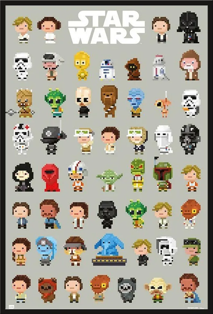 Affiche Star Wars Emoji Shinsuke® avec cadre noir interchangeable 61x91