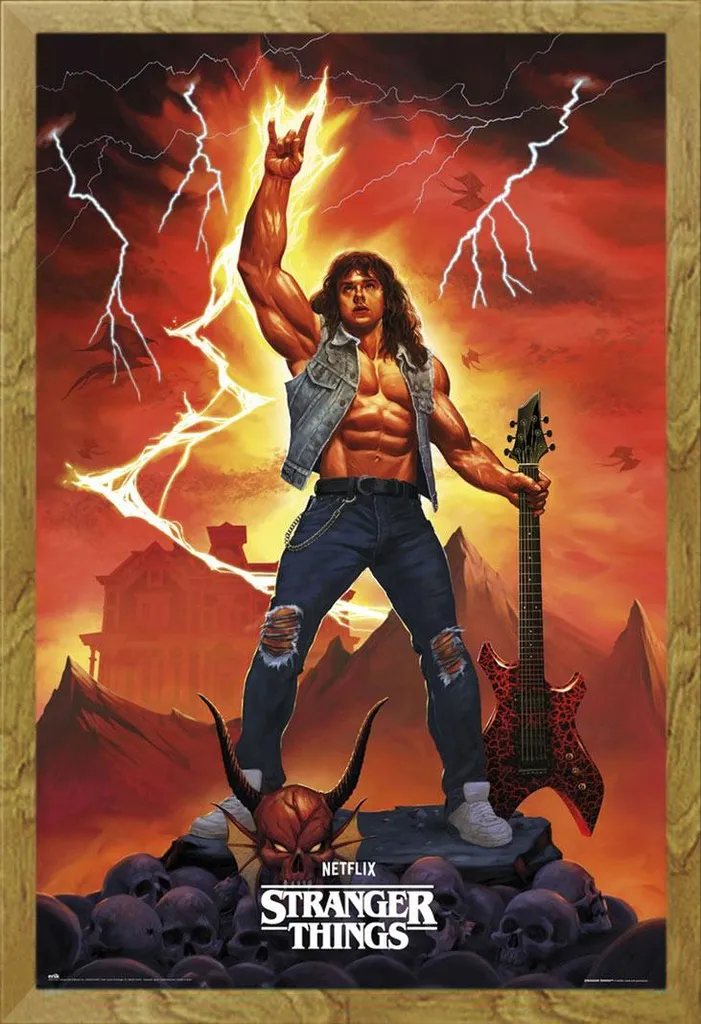 Poster Eddie Munson Stranger Things + Cornice MDF Shinsuke Oak