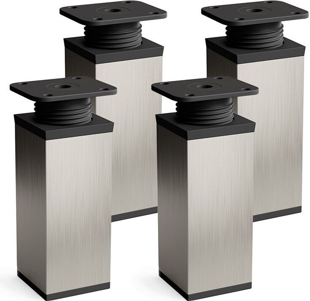 4er Set sossai moderne Möbelfüße in Inox 80mm höhenverstellbar Schrankfüße Sockelfüße