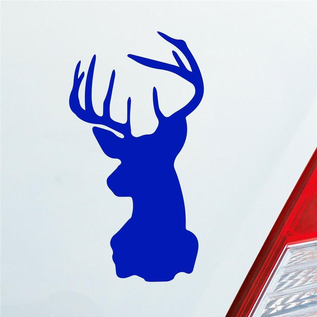 Auto Aufkleber Hirsch Geweih Jäger Wild Tier Rudi 12x6,5 cm Dunkelblau Sticker Heckscheibenaufkleber