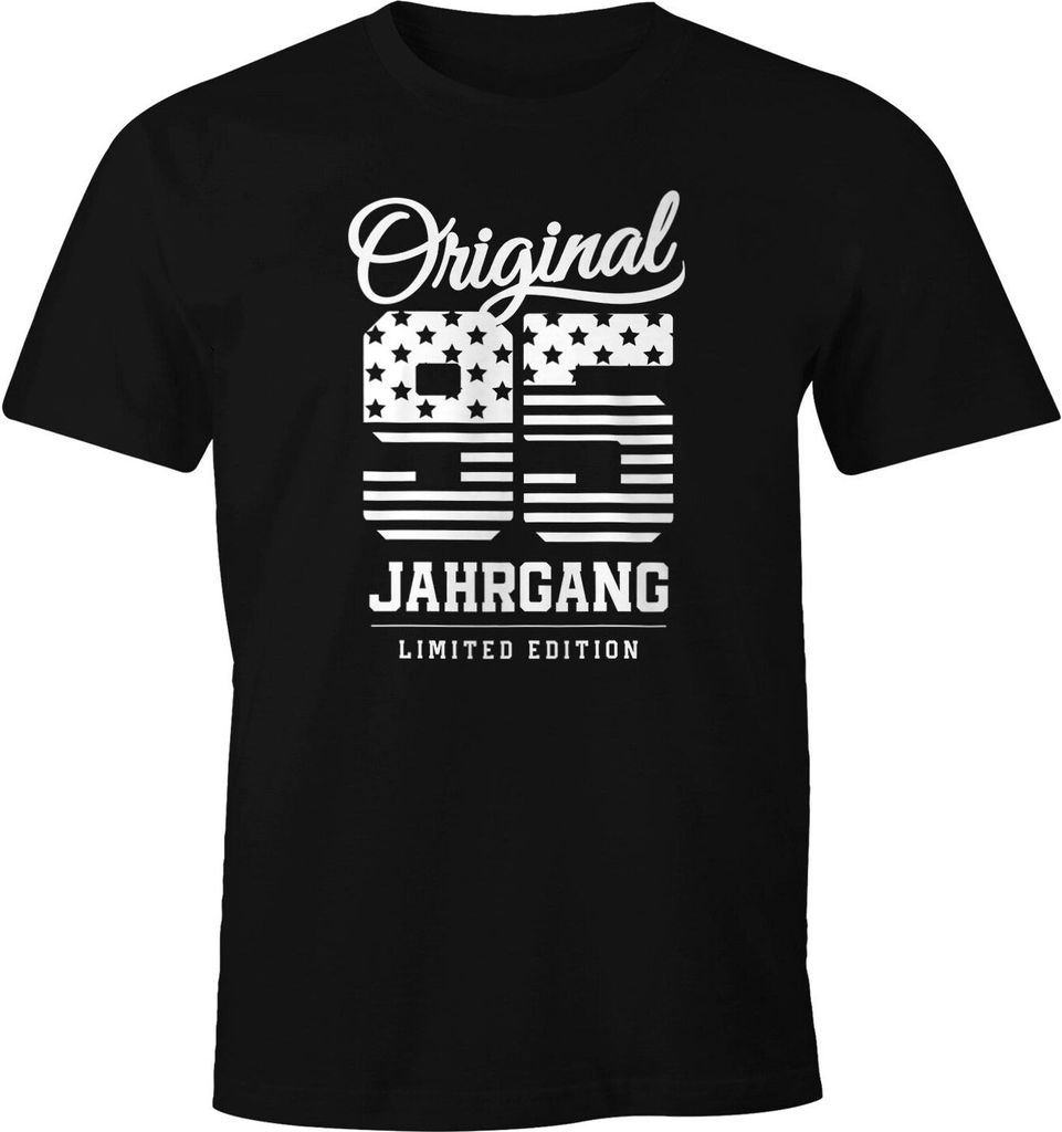 Herren T-Shirt runder Geburtstag Geschenk-Shirt Jahrgang 01-99 Fun-Shirt Jahrgangs-Shirt Moonworks 95 schwarz L