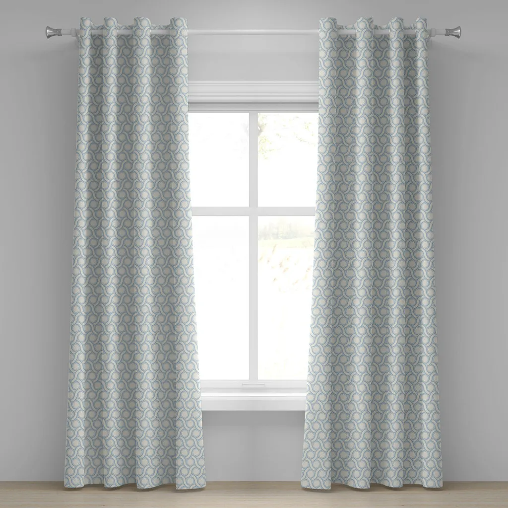 Rideau géométrique anti-regard 280x175cm pour salon et chambre ivoire