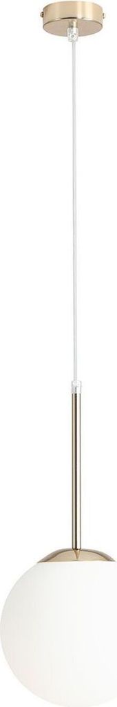 Pendelleuchte Metall Glas 20 cm breit H: max. 200 cm in Gold Weiß E27 Kugelschirm Modern Hängelampe