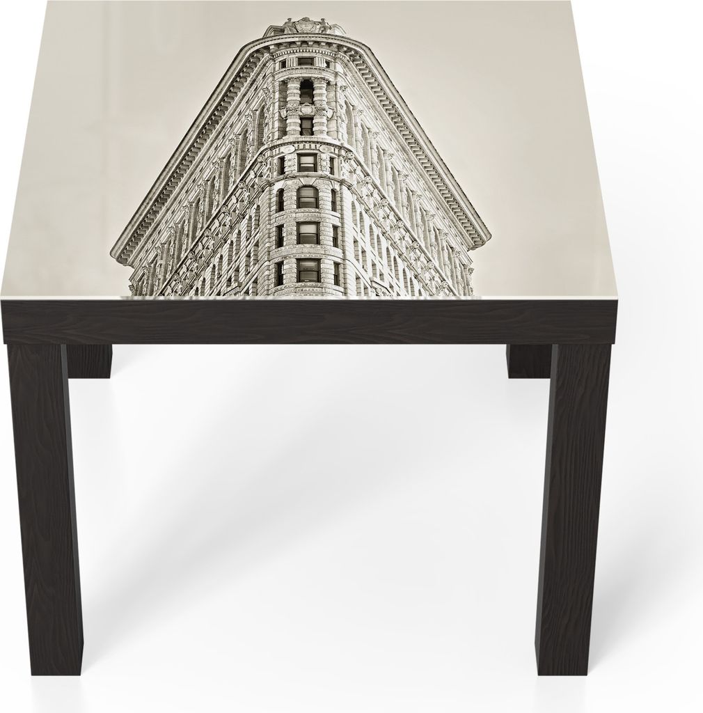 DEQORI Couchtisch 55x55 cm Schwarz 'Eiserne Spitze' Glas Beistelltisch Glastisch modern