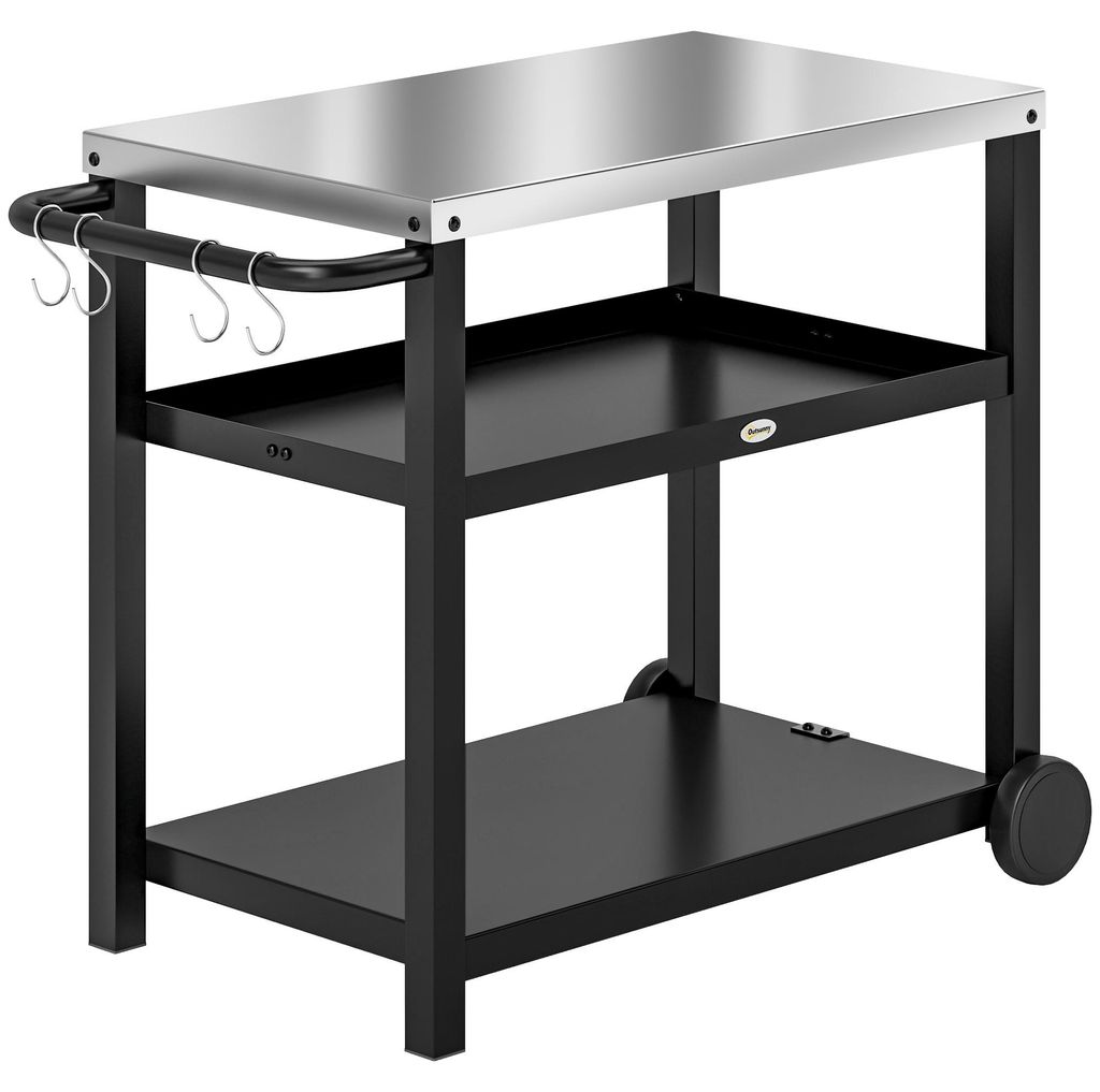 Outsunny Grillwagen 3-Etagen Servierwagen mit Arbeitsfläche Produktbild 