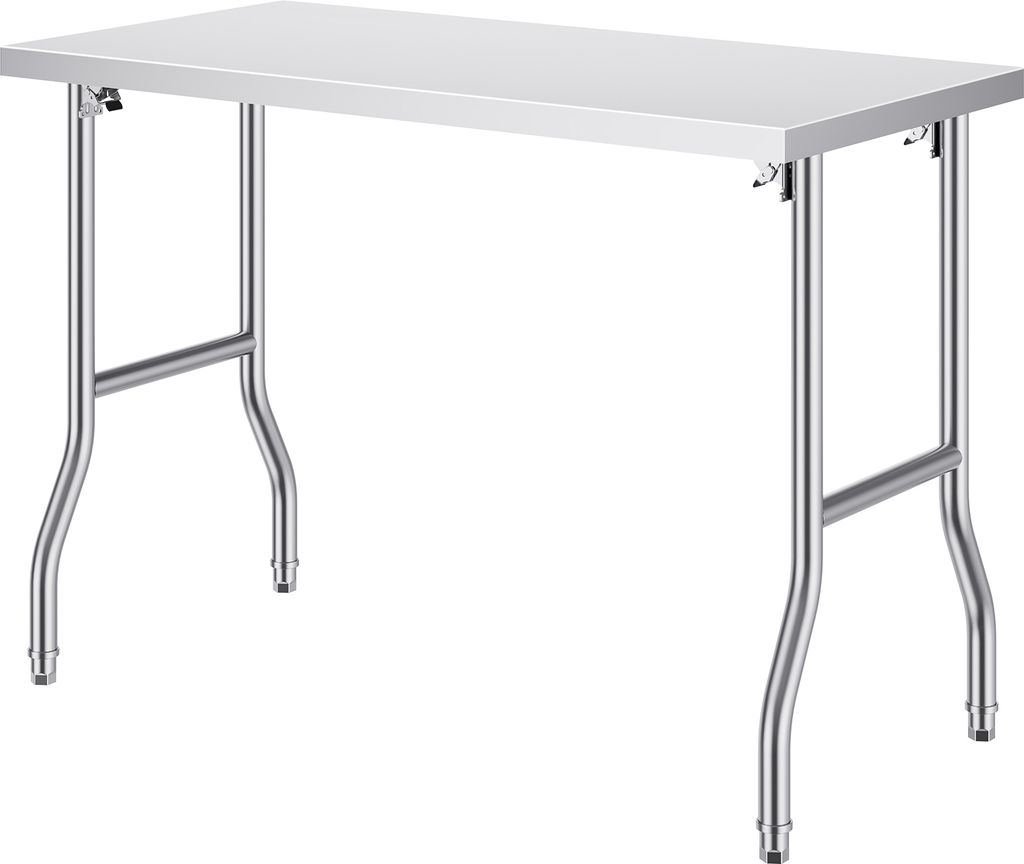 SucceBuy 48 x 24 Zoll klappbaren Vorbereitungstisch, Edelstahl kommerzielle Workstation, Heavy-Duty-Kš¹chentisch fš¹r Haus, Restaurant, Garage