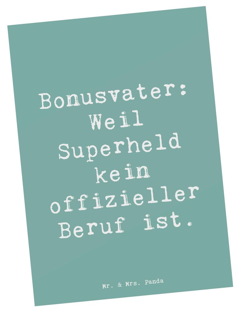 Mr. & Mrs. Panda Postkarte Spruch Bonusvater Superheld - Produktbild 