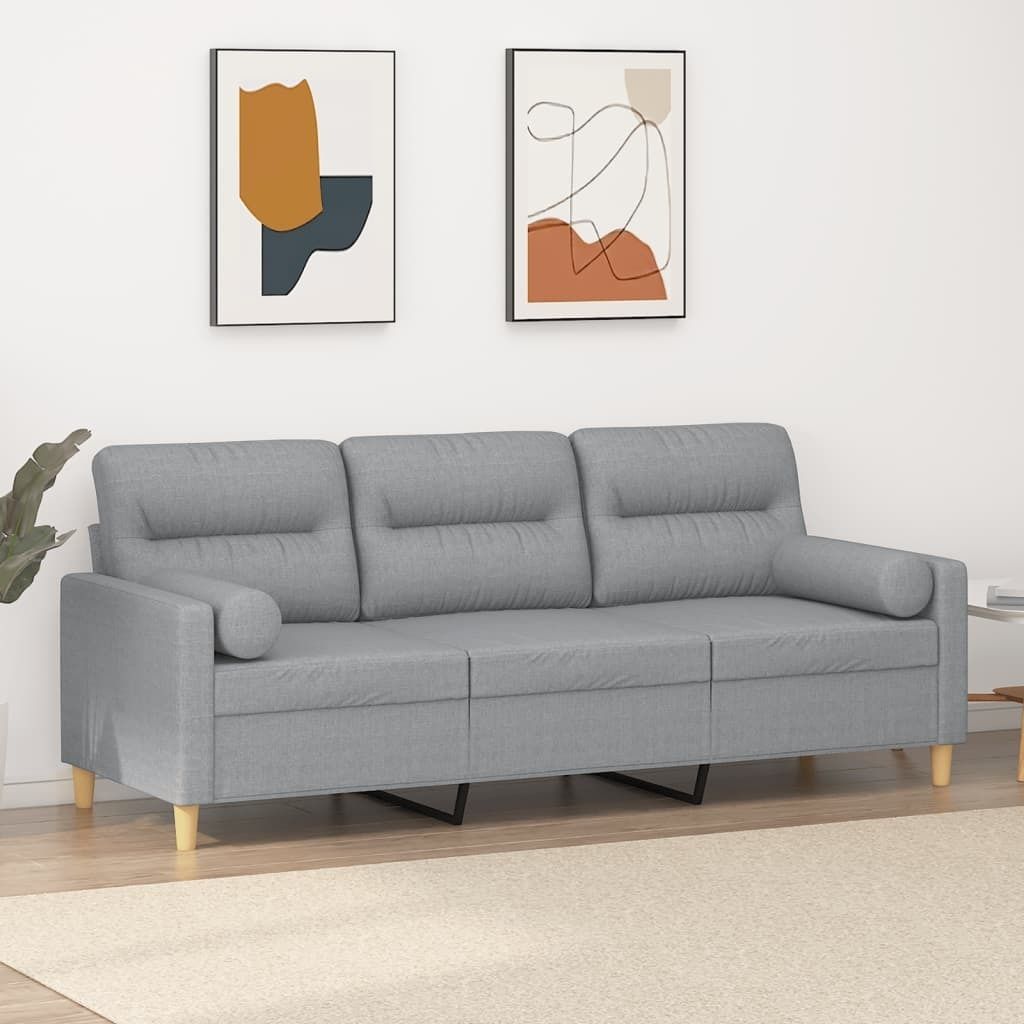 Maison Exclusive - 3-Sitzer-Sofa mit Zierkissen Hellgrau 180 cm Stoff