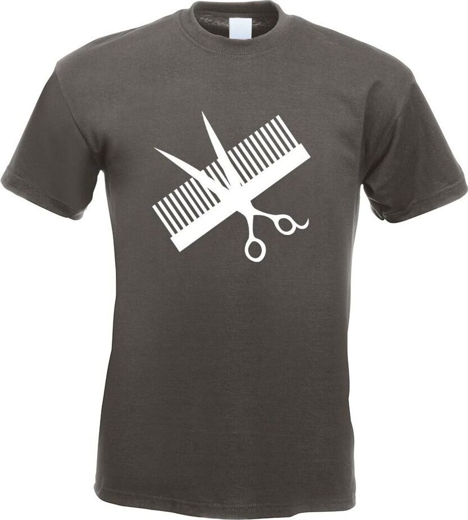 Kiwistar - T-Shirt - Graphit - Kamm & Schere Motiv Bedruckt Funshirt Design Print - mit Motiv Bedruckt - Funshirt Design - Sport - Freizeit - Herre...