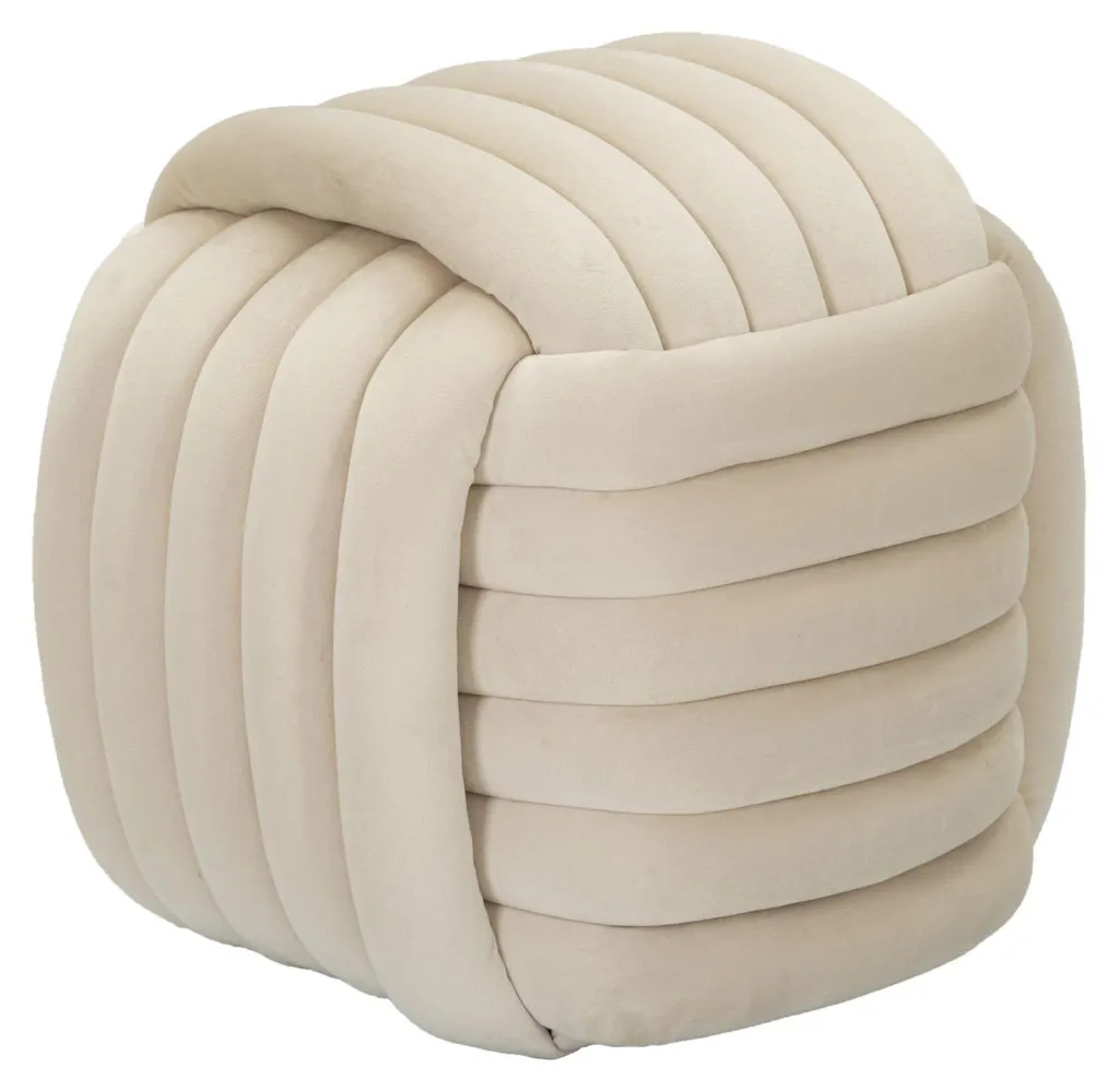 Mauro Ferretti Tabouret Softy Crème 45x45x45 cm - Pouf Design Élégant