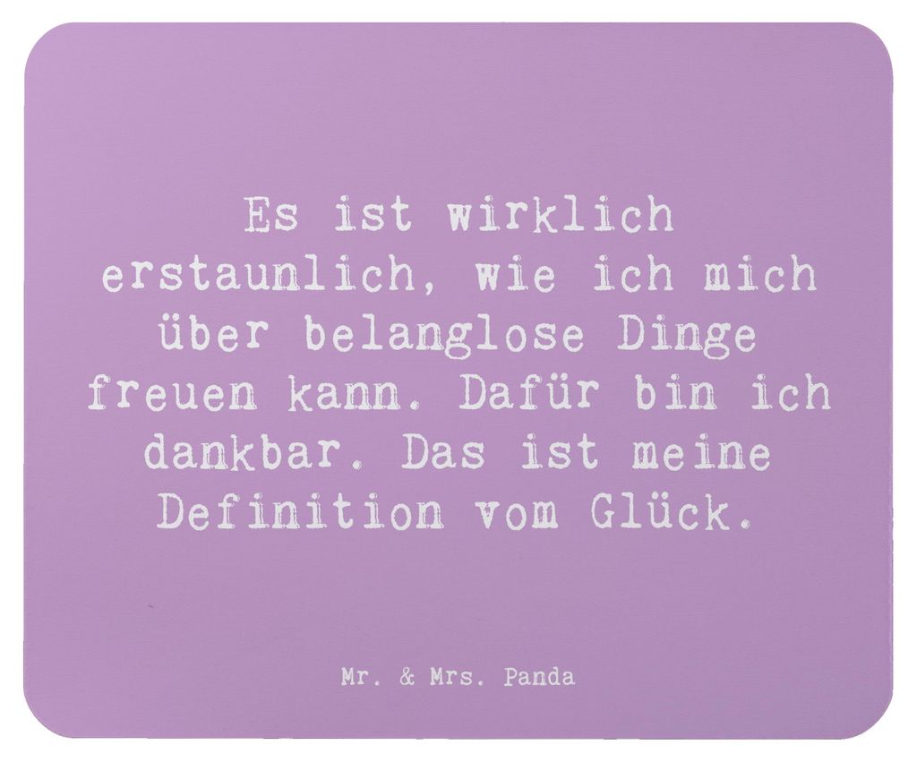 Mr. & Mrs. Panda Mouse Pad Spruch Dankbarkeit für kleine Dinge - Lavendeltraum - Geschenk, Stressbewältigung, laptop mauspad, Mousepad, Achtsamke...