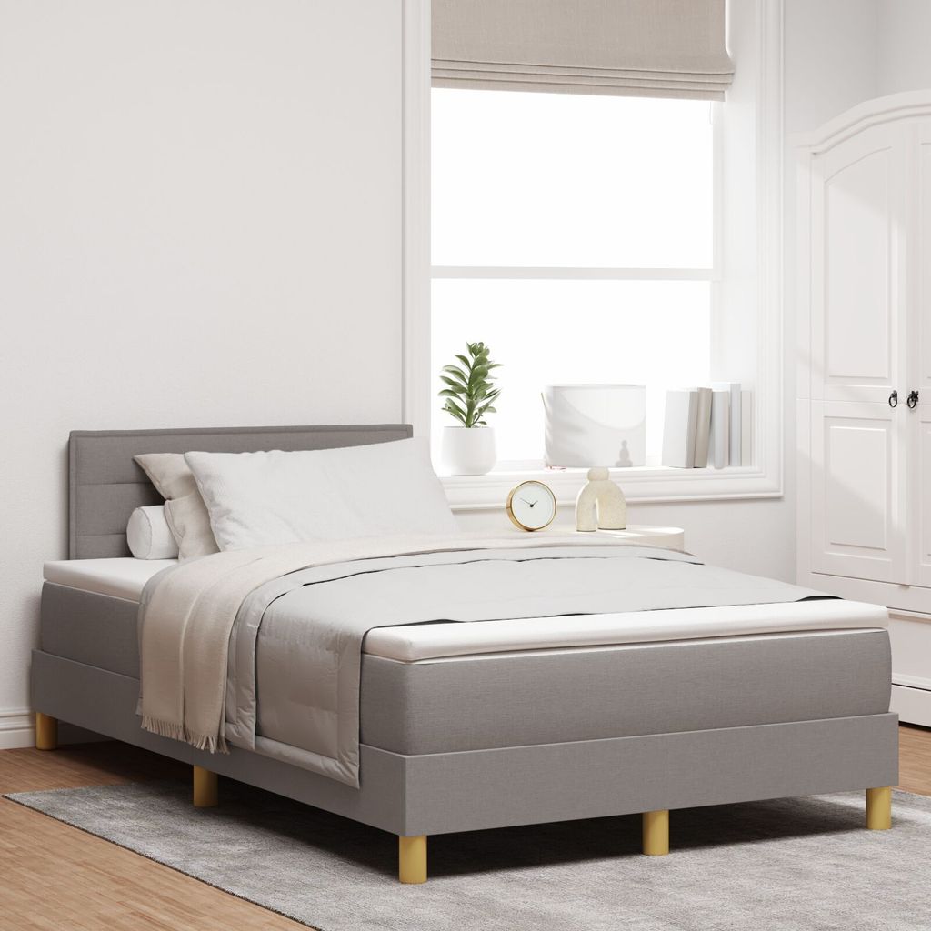 Möbel Boxspringbett mit Matratze Taupe 120x200 cm Stoff - Klassische Betten 3338836