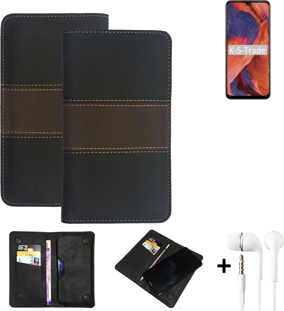 K-S-Trade Handyhülle + Kopfhörer kompatibel mit Nokia 3.4 Schutzhülle Walletcase Bookstyle Tasche Schutz Case Hülle Wallet Cover Kunstleder