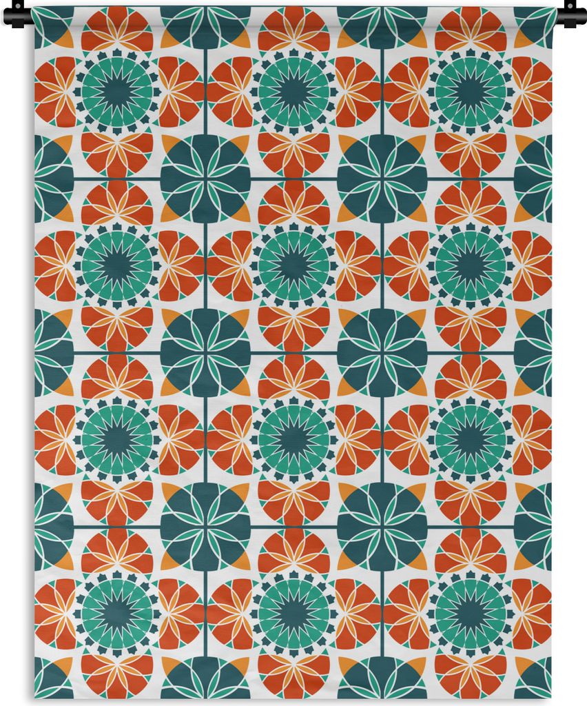 MuchoWow Wandteppich Wandbehang Ein symmetrisches Muster aus dem marokkanischen Mosaik 60x80 cm Tapisserie Dekoration Wandtuch - Decke - Wandtüc...