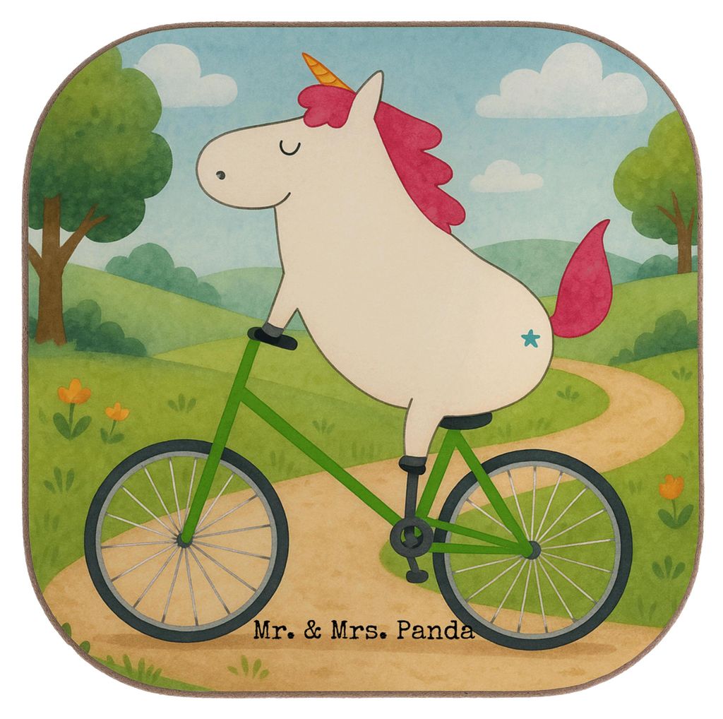 Mr. & Mrs. Panda Untersetzer für Gläser Einhorn Radfahrer Design - Weiß - Geschenk, gläseruntersetzer, Unicorn, bar, Einhörner, Konfetti, Getr...