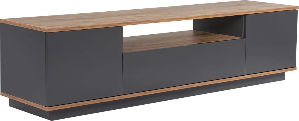Meuble TV en mélaminé 180 cm, support Veramont pin et anthracite
