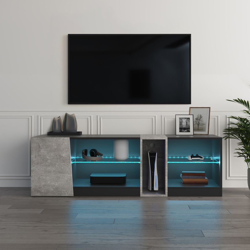 Mondeer TV-Lowboard TV-Schrank mit LED-Beleuchtung 140cm Produktbild 