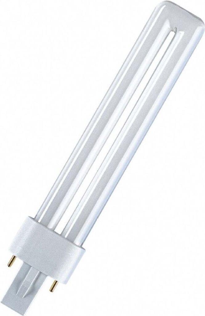 A single compact fluorescent light bulb with a G23 base is shown against a white background.