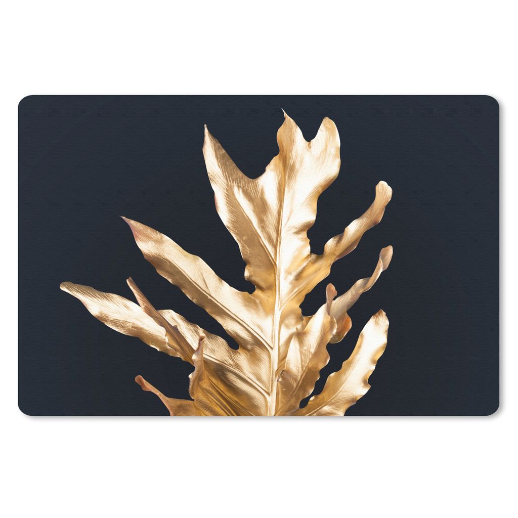 MuchoWow Schreibtischunterlage Blätter - Gold - Herbst - Natur - Luxus 60x40 cm - XXL Mauspad - Großes Mauspad
