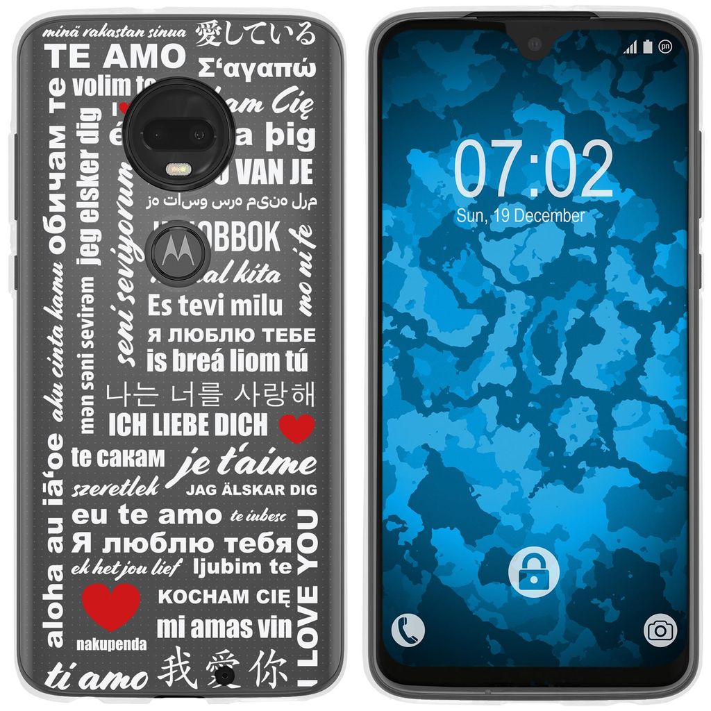 PhoneNatic Case kompatibel mit Motorola Moto G7 Silikon-Hülle in Love Wörter M5
