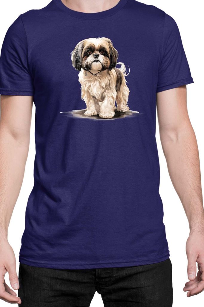 Herren T-Shirt Dogs Breeds Shih Tzu Dog Breed 005, Man 3XL / Dunkelblau