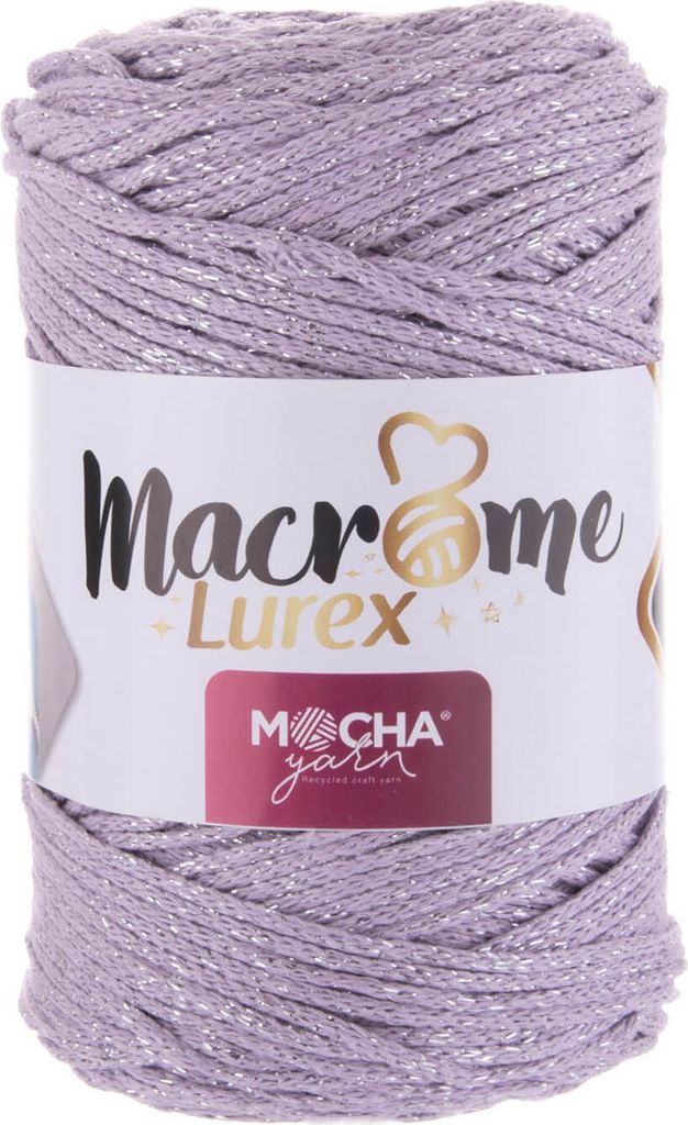 250g Strickgarn Macrome Polyester Glitzereffekt Glitzerwolle Makramegarn Farbwahl, Farbe:MAC020 flieder