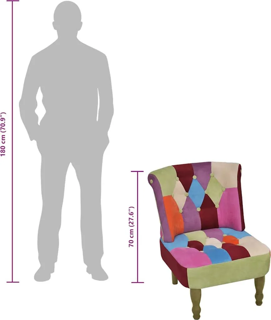 Chaises confortables patchwork en tissu antitache pour séjour moderne