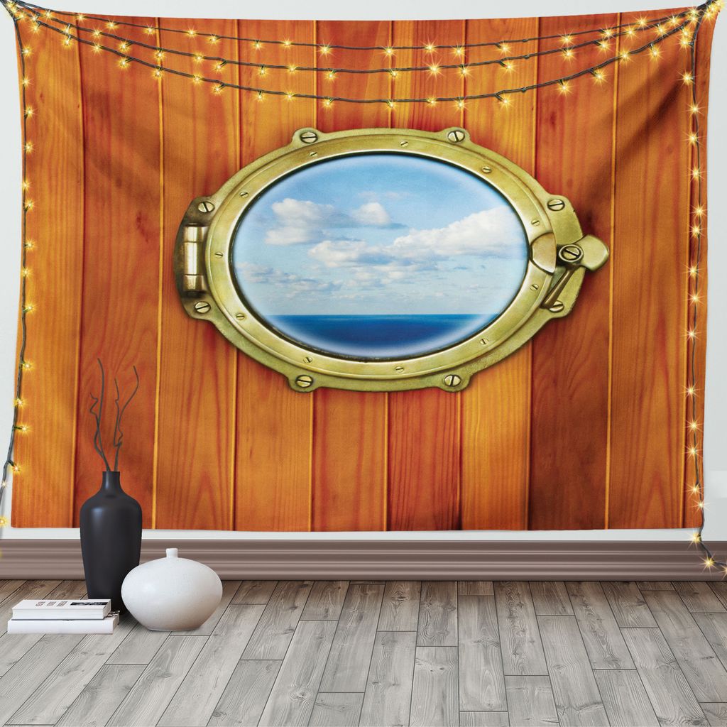 ABAKUHAUS Jahrgang Wandteppich, Schiff alten Segelschiff, Wohnzimmer Schlafzimmer Wandtuch Seidiges Satin Wandteppich, 150 x 100 cm, Dark Orange Pa...