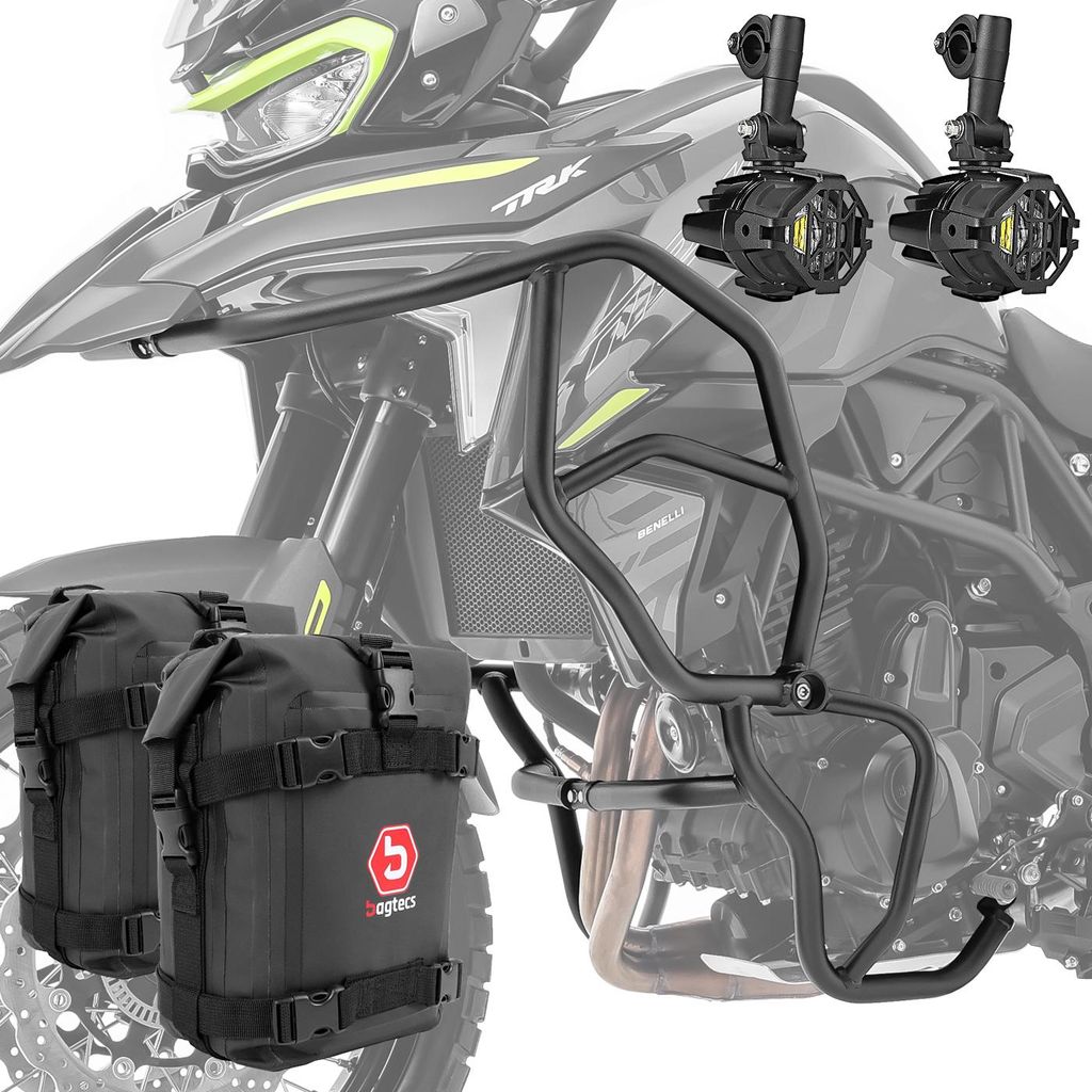 Set Sturzbügel + Scheinwerfer + Tasche für Benelli TRK 702 / X 23-25 K