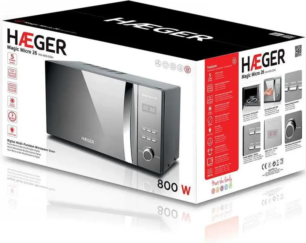 Micro-ondes Haeger Magic Micro 26 Gris 800W : Performance et Design Épuré - 7