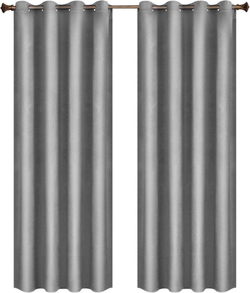 Bolt Edge Vorhang-Set – 2 Stück – Grau – Verdunkelnd – Samt – Faltenband – 140x270 cm