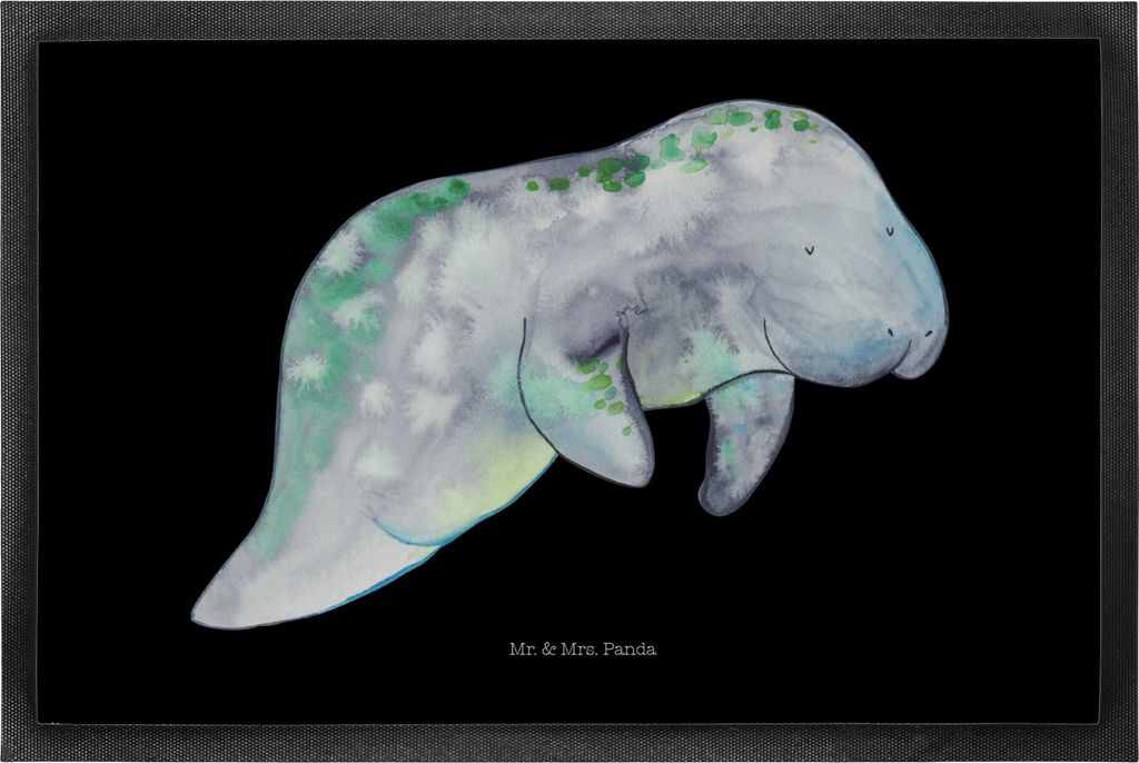 Mr. & Mrs. Panda Bodenvorleger Seekuh Chillen 50 x 75 cm - Schwarz - Geschenk, Schmutzfangmatte, Meer, Gummimatte, Fußabtreter, Abnehmen, Zucker, ...