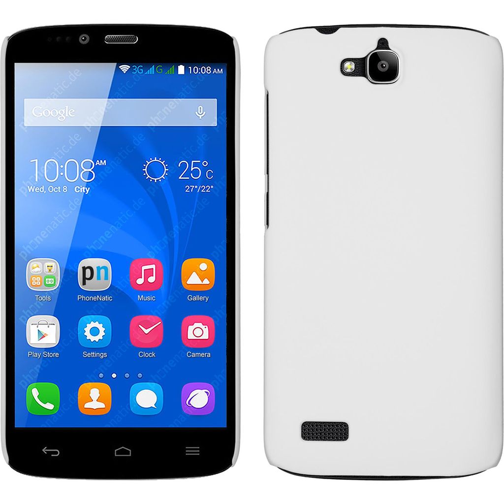 PhoneNatic Case kompatibel mit Huawei Honor Holly - Hülle weiß gummiert Hard-case + 2 Schutzfolien