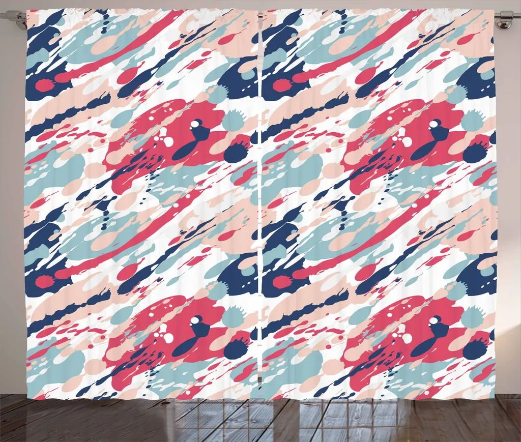 Tenda Camera Letto Rustica Multicolore ABAKUHAUS - Navy e Blush 280 cm