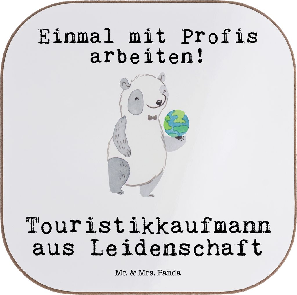 Mr. & Mrs. Panda Becheruntersetzer Touristikkaufmann Leidenschaft - Weiß - Geschenk, Untersetzer für Gläser, bieruntersetzer, Coaster, Tassenunt...