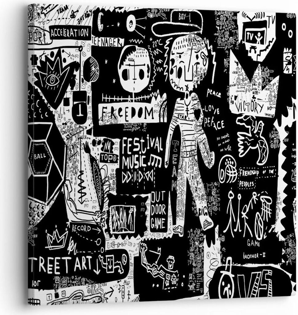 Bild auf Leinwand - Leinwandbild - Graffiti modern - 30x30cm - Wand Bild - Wanddeko - Wandbilder - Leinwanddruck - Bilder - Kunstdruck - Wanddekora...