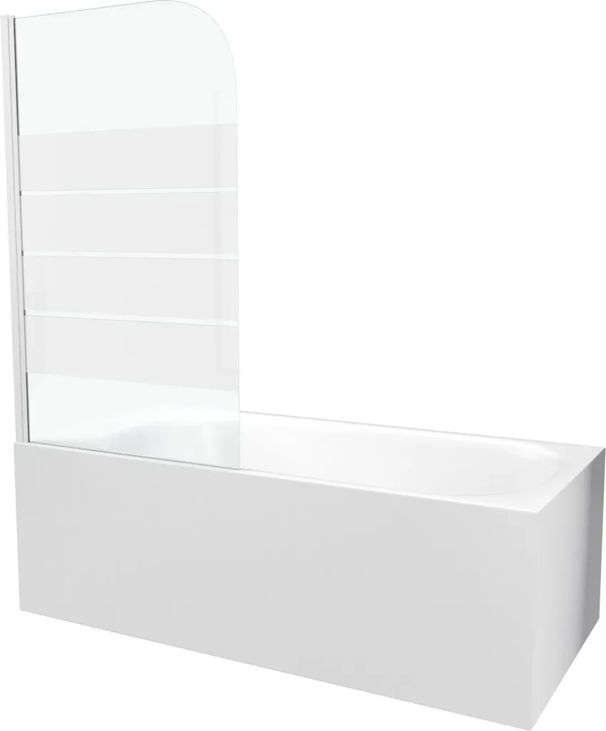 Pare-baignoire sérigraphié 130x75 cm avec cadre en aluminium blanc pur