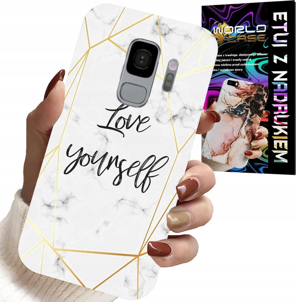 Gehäuse Für Samsung Galaxy S9 - Weisser Marmor Mit Goldenen Rahmen Liebe Dich