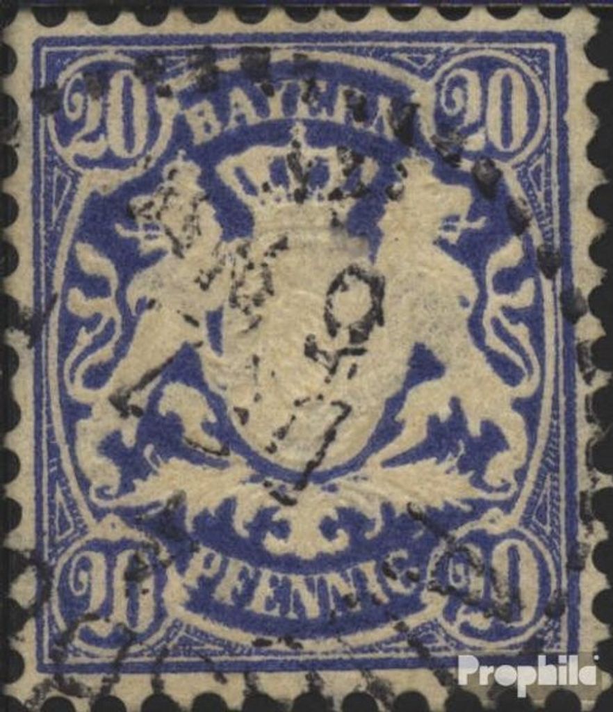Briefmarken Bayern 1881 Mi 50 gestempelt Staatswappen